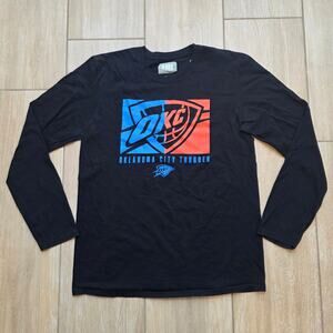 OKC Thunder Long Sleeve T Shirt NBA Basketball Logo Black Mens M
